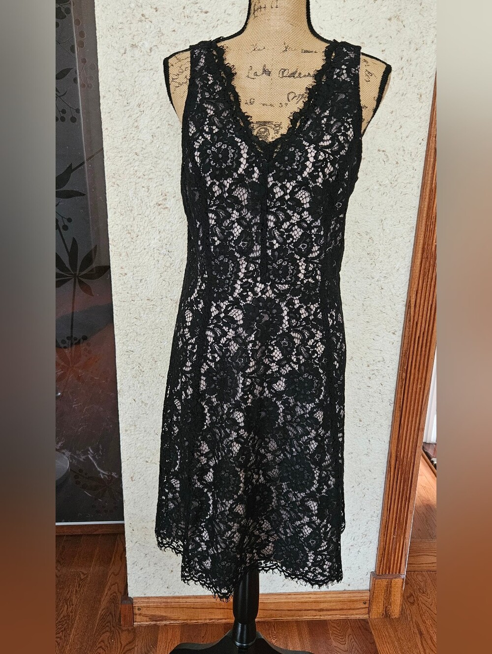 Classic Black Lace V-Neck Dress